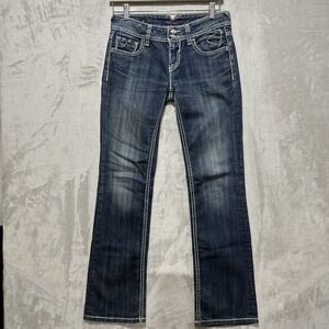 Vigoss Collection Jeans Women's Size 3/4 Fit Boot Cut Blue Faded Wash Jeans